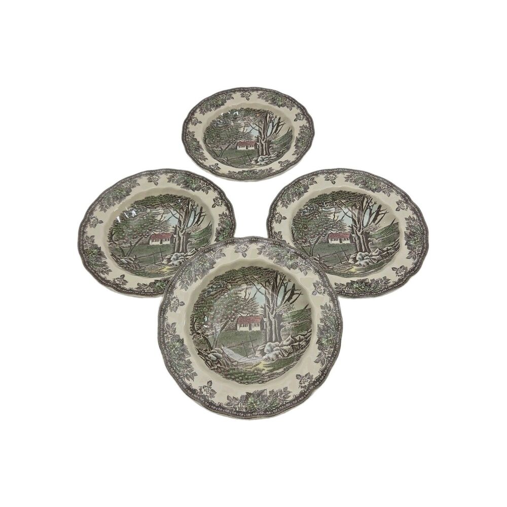 Johnson Brothers Friendly Village Soup Salad Bowls 8.75" Set / 4 Brown England